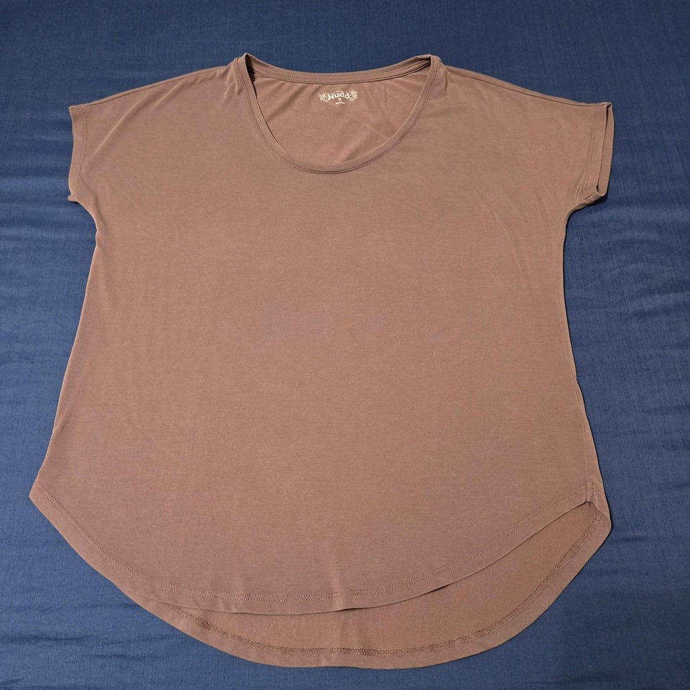 Mudd Shirt Juniors Medium Brown Modal Polyester Scoop Neck Short Sleeve Tagless
